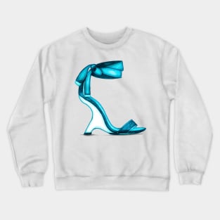 Aqua Blue Women's Open Toe Heels Crewneck Sweatshirt